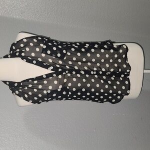 Fun & Flirt Black and White Sheer Sleeveless Blouse Size M